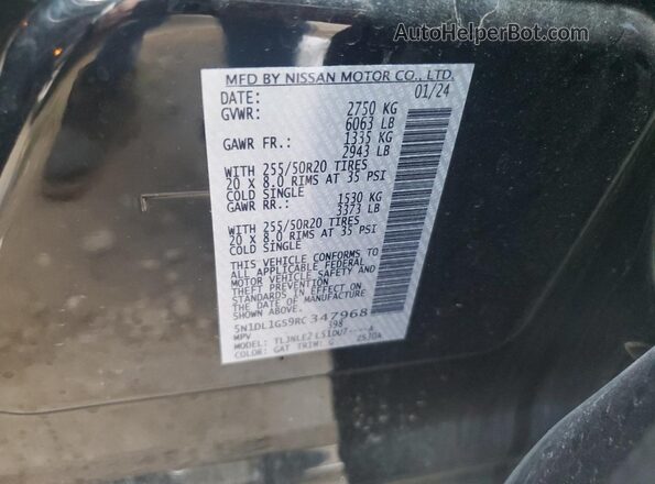 5N1DL1GS9RC347968 2024 INFINITI QX60 Black Vista interior de 360 grados