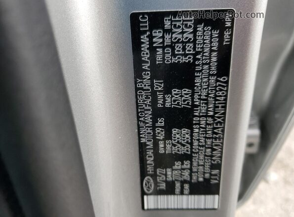 5NMJE3AEXNH148276 2022 HYUNDAI TUCSON Серебряный Панорамный вид салона 360°