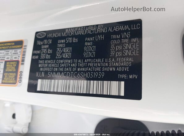 5NMMCDTC6SH031939 2025 GENESIS GV70 Белый Вид подкапотного пространства