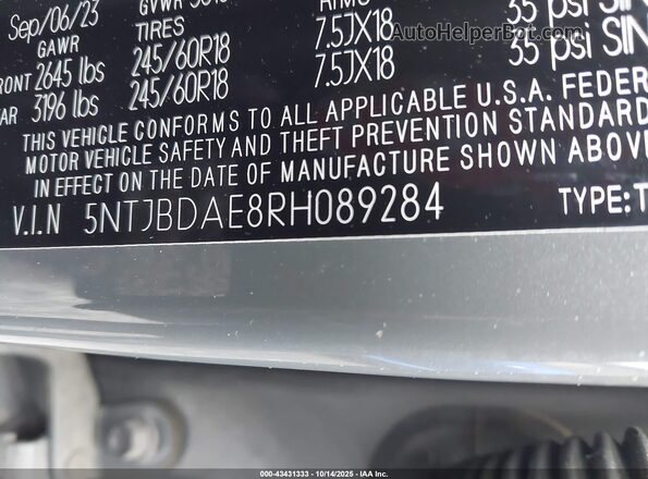 5NTJBDAE8RH089284 2024 HYUNDAI SANTA CRUZ Серый Вид подкапотного пространства