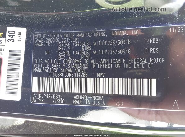 5TDCSKFC0RS114286 2024 TOYOTA SIENNA Black Vista del compartimento del motor