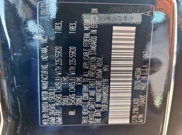 5TDFZRAH8MS082118 2021 TOYOTA HIGHLANDER Черный Панорамный вид салона 360°