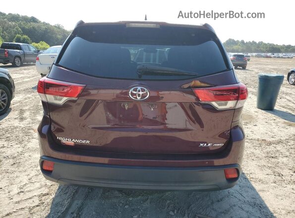 5TDJZRFH8JS837718 2018 TOYOTA HIGHLANDER Burgundy უკანა ხედი