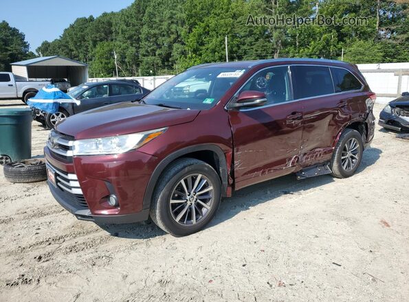 5TDJZRFH8JS837718 2018 TOYOTA HIGHLANDER Burgundy წინა მარცხენა ხედი სამი მეოთხედიდან