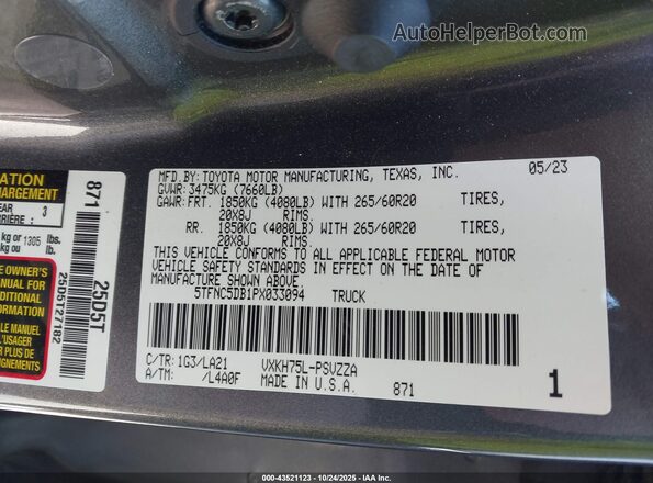 5TFNC5DB1PX033094 2023 TOYOTA TUNDRA HYBRID Gray Widok komory silnika