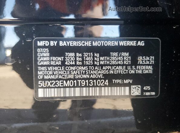 5UX23EM01T9131024 2026 BMW X7 Черный Панорамный вид салона 360°