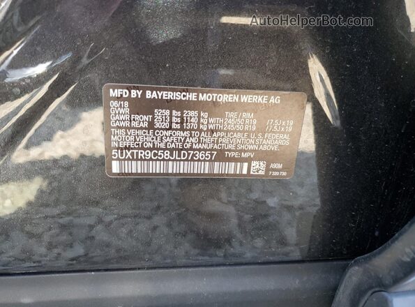 5UXTR9C58JLD73657 2018 BMW X3 Черный Панорамный вид салона 360°