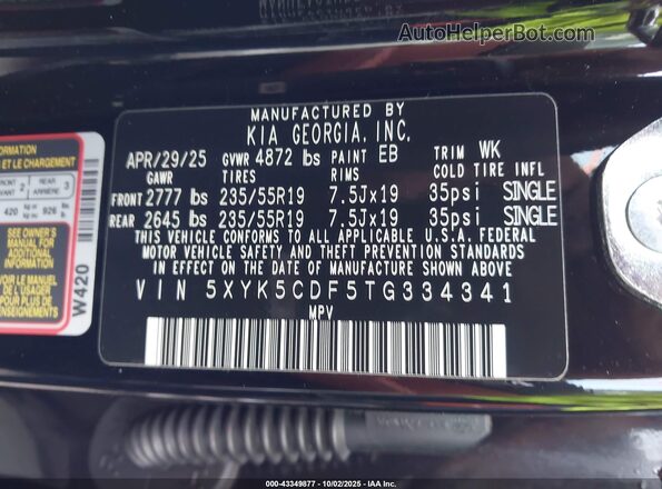 5XYK5CDF5TG334341 2026 KIA SPORTAGE Black Շարժիչի բաժամունքի տեսք