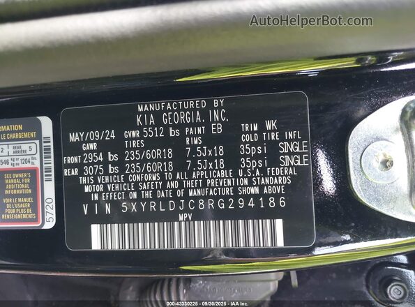 5XYRLDJC8RG294186 2024 KIA SORENTO Black Շարժիչի բաժամունքի տեսք