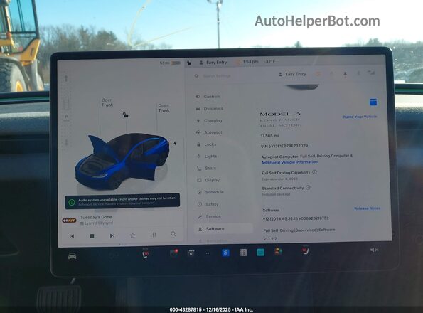 5YJ3E1EB7RF737029 2024 TESLA MODEL 3 Blue 