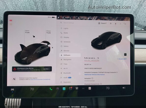 5YJ3E1ECXMF914237 2021 TESLA MODEL 3 Black Вид задніх сидінь