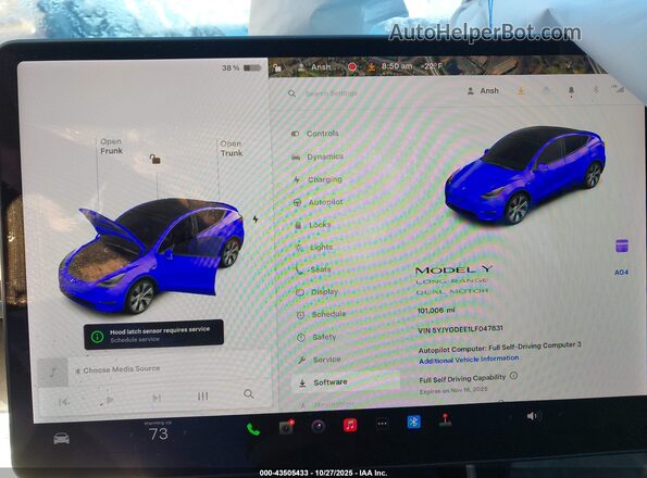 5YJYGDEE1LF047831 2020 TESLA MODEL Y Black Вид задніх сидінь
