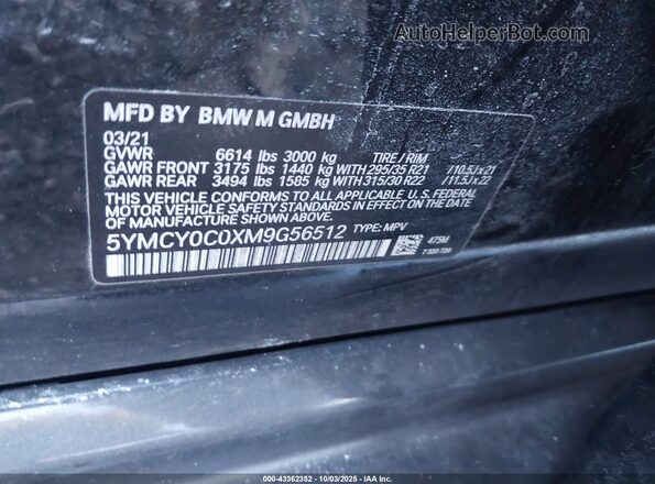 5YMCY0C0XM9G56512 2021 BMW X6 M Black Widok komory silnika