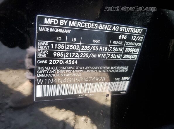W1N4N4GB5PJ474928 2023 MERCEDES-BENZ GLA Черный Панорамный вид салона 360°