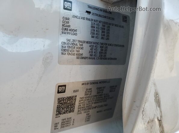 1GTRUBED4PZ181760 2023 GMC SIERRA White VIN sticker view
