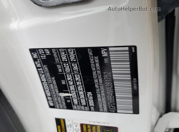 4JGFD6BB4MA381752 2021 MERCEDES-BENZ GLE-CLASS Белый Панорамный вид салона 360°