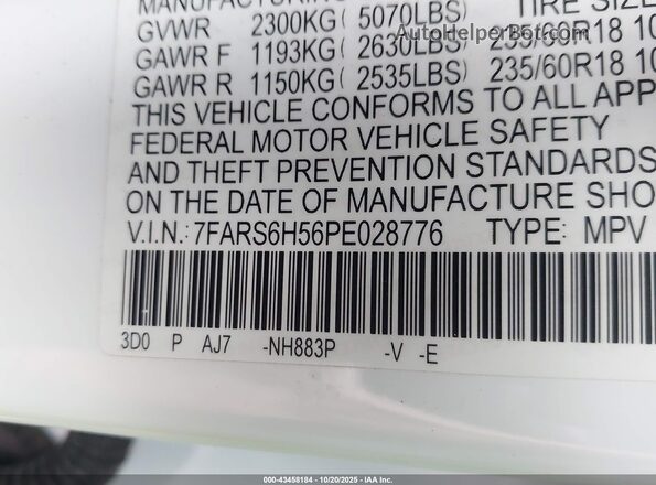 7FARS6H56PE028776 2023 HONDA CR-V HYBRID White Вид підкапотного простору