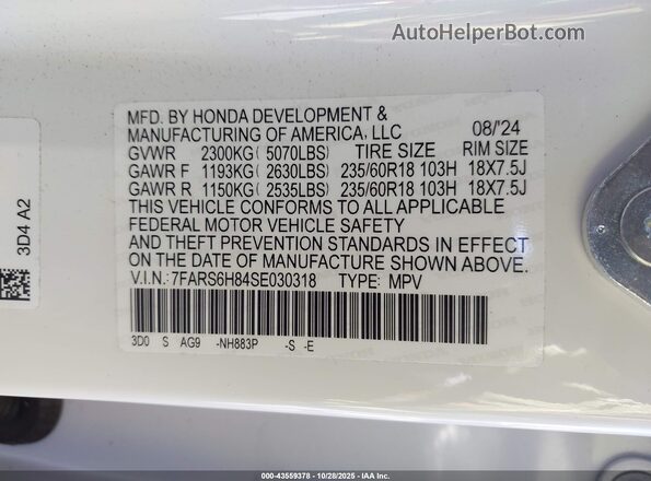 7FARS6H84SE030318 2025 HONDA CR-V HYBRID Белый Вид подкапотного пространства