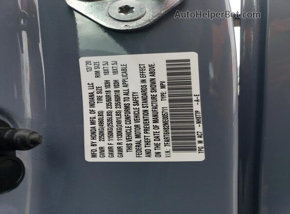 7FART6H82ME005711 2021 HONDA CR-V Gray Vista de la etiqueta del VIN