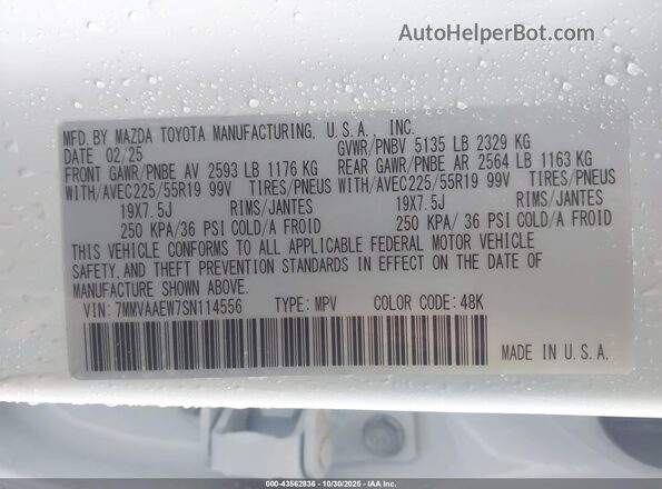 7MMVAAEW7SN114556 2025 MAZDA CX-50 HYBRID White Widok komory silnika