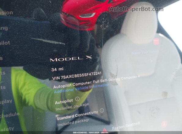 7SAXCBE55SF472241 2025 TESLA MODEL X Красный Вид задних сидений