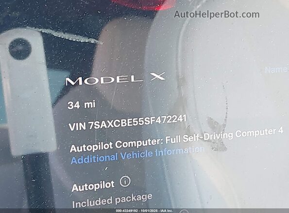 7SAXCBE55SF472241 2025 TESLA MODEL X Красный 