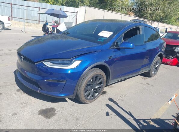 7SAXCDE58NF350182 2022 TESLA MODEL X Синий Передняя левая четверть