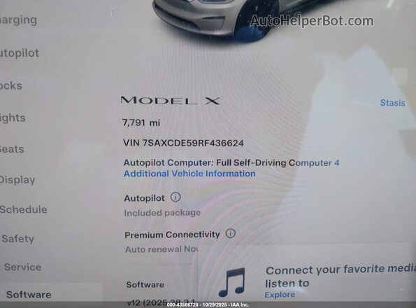 7SAXCDE59RF436624 2024 TESLA MODEL X White Widok tylnych siedzeń