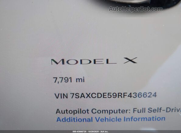 7SAXCDE59RF436624 2024 TESLA MODEL X White 