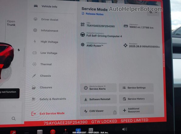 7SAYGAEE2SF254390 2025 TESLA MODEL Y Красный 
