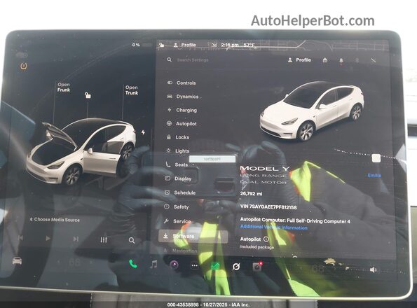 7SAYGAEE7PF812158 2023 TESLA MODEL Y Белый Вид задних сидений
