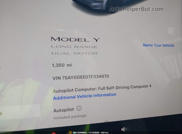 7SAYGDEE0TF334970 2026 TESLA MODEL Y Gray Հետևի նստատեղերի տեսք