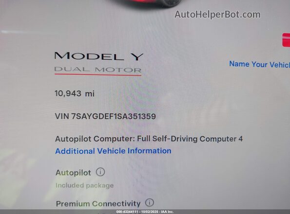 7SAYGDEF1SA351359 2025 TESLA MODEL Y Maroon 