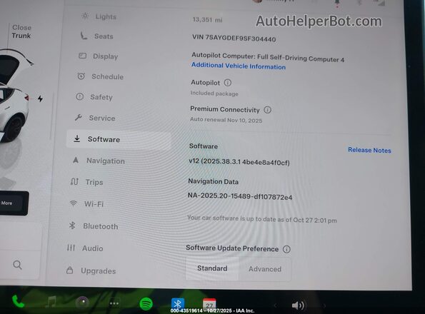 7SAYGDEF9SF304440 2025 TESLA MODEL Y Белый Вид спереди