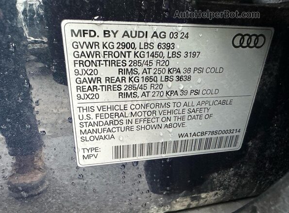 WA1ACBF78SD003214 2025 AUDI Q7 Черный Вид задней части салона