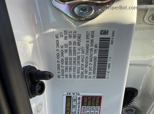 2HKRW2H54HH630667 2017 HONDA CRV Белый Вид задней части салона