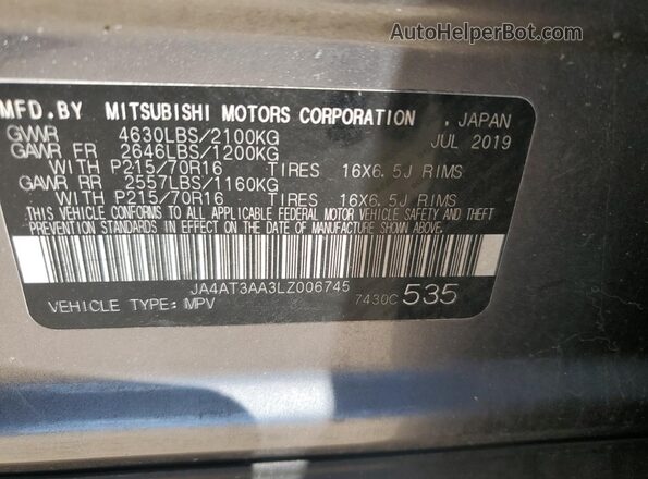 JA4AT3AA3LZ006745 2020 MITSUBISHI ECLIPSE Gray Widok komory silnika
