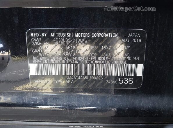 JA4AT4AA5LZ008261 2020 MITSUBISHI ECLIPSE CROSS Black Vista del compartimento del motor
