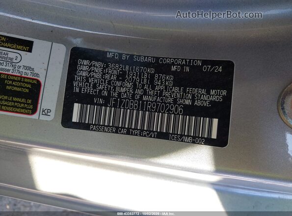 JF1ZDBB11R9702906 2024 SUBARU BRZ Gray ძრავის განყოფილების ხედი