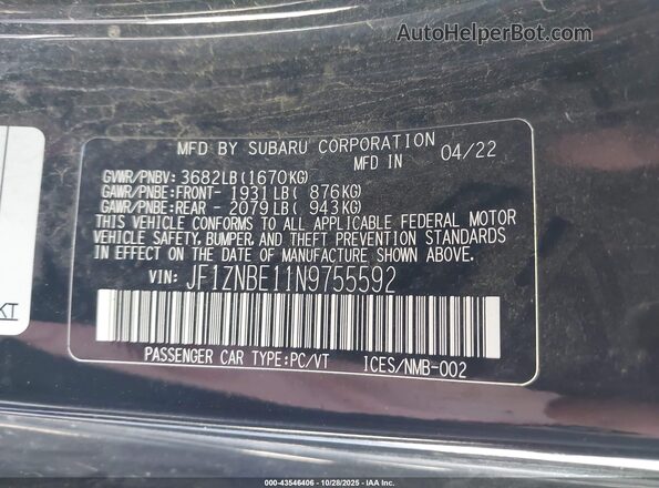 JF1ZNBE11N9755592 2022 TOYOTA GR86 Черный Вид подкапотного пространства
