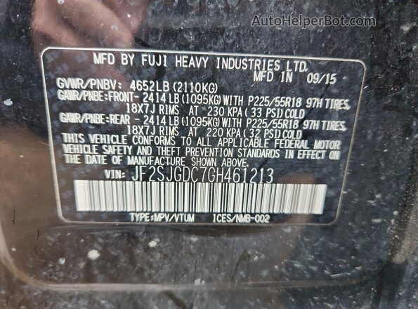 JF2SJGDC7GH461213 2016 SUBARU FORESTER2. Черный Вид наклейки с VIN-кодом