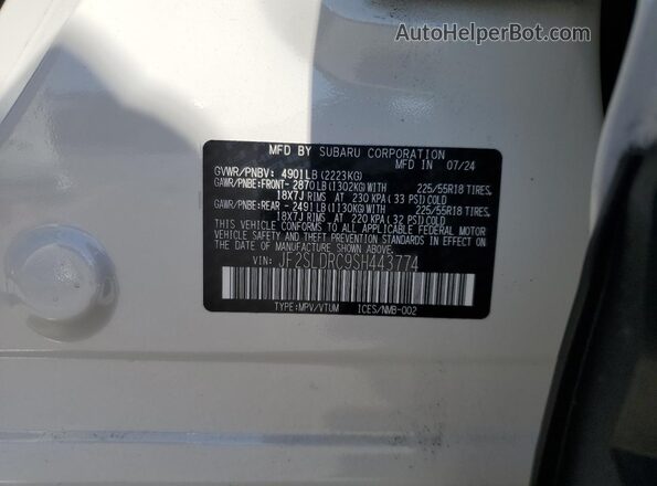 JF2SLDRC9SH443774 2025 SUBARU FORESTER White Панорамний вид салону 360°