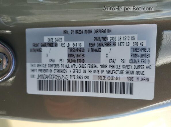 JM1NDAM70P0557573 2023 MAZDA MX-5 Зеленый Вид наклейки с VIN-кодом