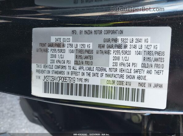 JM3TCBAY0P0657919 2023 MAZDA CX-9 Черный Вид подкапотного пространства