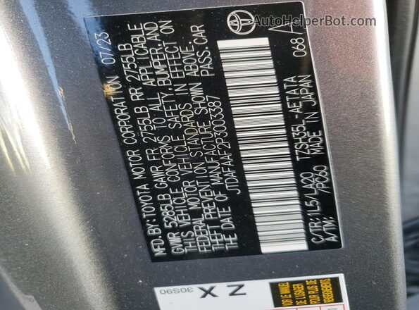 JTDAFAAF2P3003387 2023 TOYOTA CROWN Серый Панорамный вид салона 360°