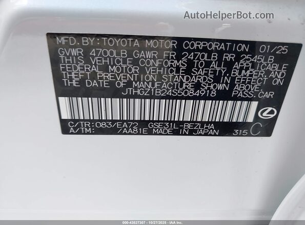 JTHGZ1B24S5084918 2025 LEXUS IS 350 Белый Вид подкапотного пространства