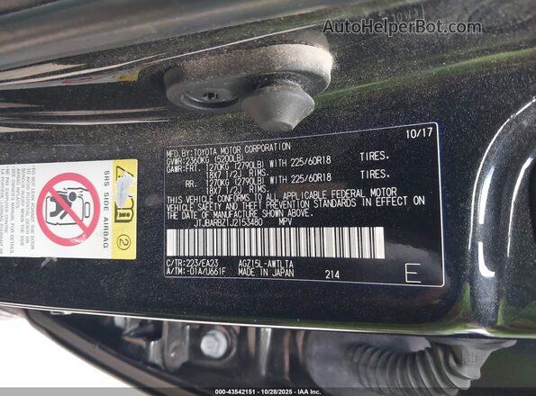 JTJBARBZ1J2153480 2018 LEXUS NX 300 Black ძრავის განყოფილების ხედი