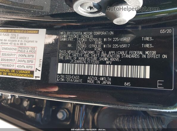 JTJDARBZXL2172265 2020 LEXUS NX 300 Черный Вид подкапотного пространства