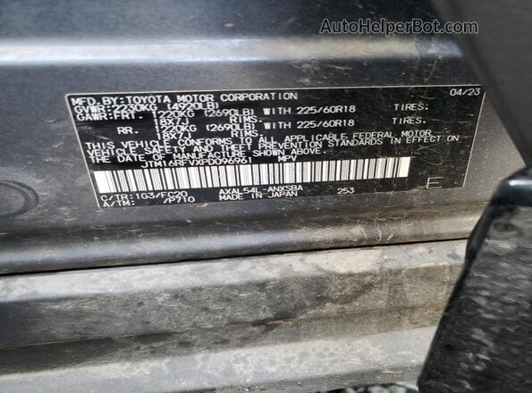 JTM16RFVXPD096961 2023 TOYOTA RAV4 Gray Vista de la etiqueta del VIN