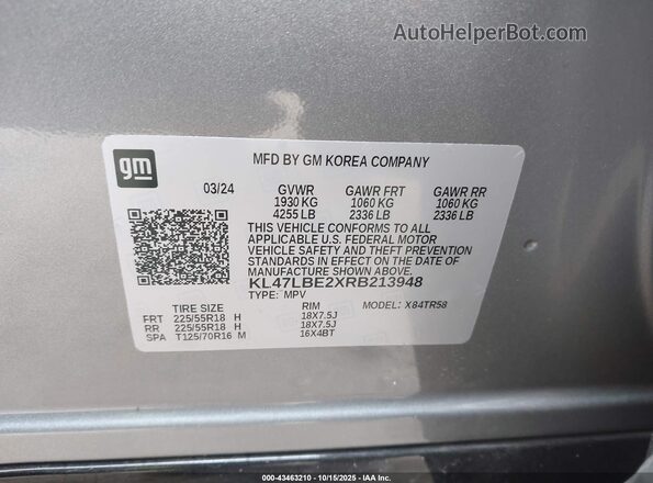 KL47LBE2XRB213948 2024 BUICK OTHER Gray Вид підкапотного простору